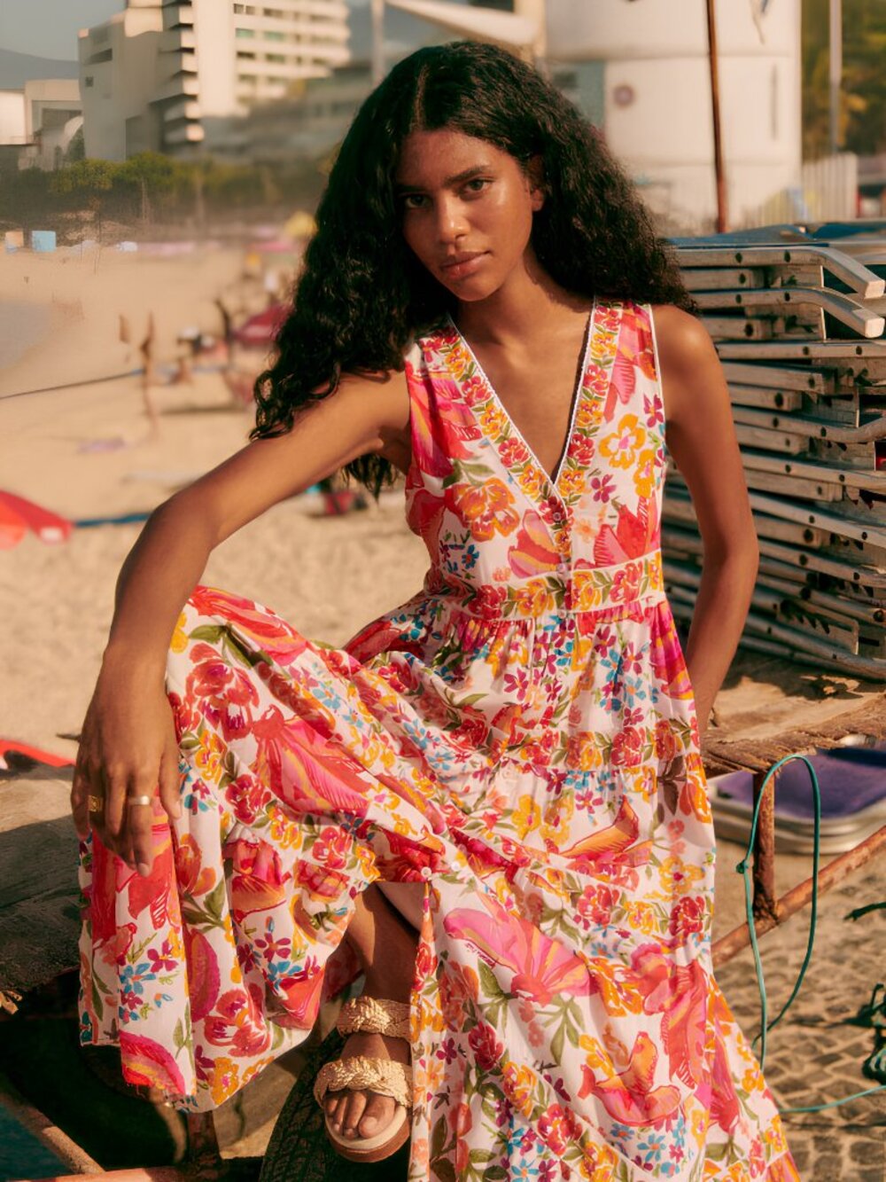 NWT Sezane X Farm Rio Alamedee Maxi Dress Size 4